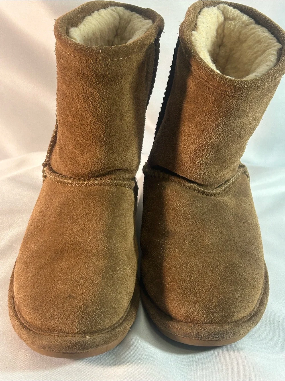BearPaw Women's Shearling-Lined Suede Slip-On Boots - Chestnut